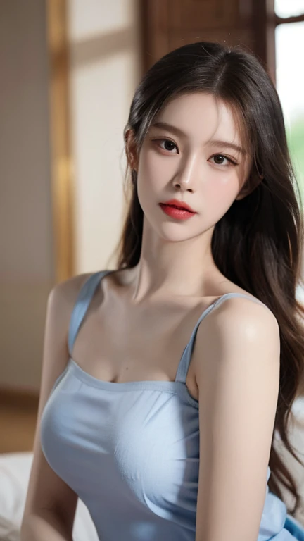 Long-haired Arafad woman wearing Organza Sleeveless Blouse Dress, Realistic digital art 4k, Realistic digital art 4k, Soft portrait shots in 8K, photorealism art style, photorealistic beautiful face, cinematic realistic portraits, Beautiful digital artwork, realistic beautiful face, realism art style, 3D rendering character art 8k, beautiful realistic face, Stunningly realistic graphics