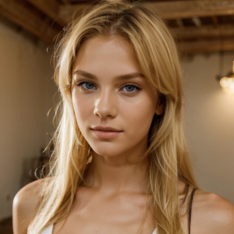 25 year old model with blond hair and hazy eyes