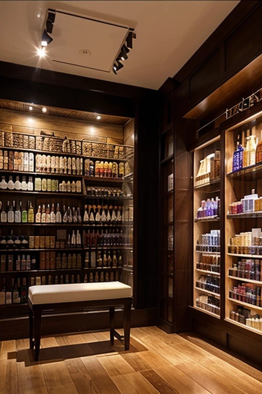 Imagen de una tienda de perfumes con estantes llenos de colonias de colores vibrantes