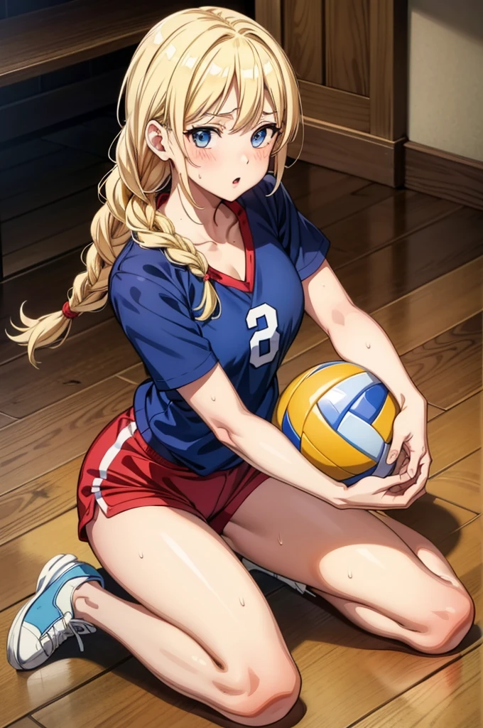 unity 8k wallpaper, anatomically correct, (((masterpiece))), (((best quality))), (((ultra detailed))), (((high-resolution))), ((Ultimate cutie)), perfect hands, perfect finger, (((good anatomy))), detailed beautiful face, shiny hair, (((gyaru))), (potbelly), (curvy), medium breasts, ((Thick thighs)), (((solo))), ((seductive smile)), (((blush))),
BREAK, (((sit astride the perfectly spherical shape 6-inch volleyball))), (((Straddling a perfectly spherical 6" volleyball))), (((Perfectly spherical 6" volleyball fits perfectly crotch))), BREAK, (((Rub the Perfectly spherical 6" volleyball against crotch))), (masturbation),
BREAK, (Collared volleyball uniforms), sleeveless, ((buruma)), ((kneepad)), pussy juice stained, (elbow pad), (((sweat))), (((covered in sweat))), ((deep breathing)), in Volleyball Court, indoor, lighting, looking at viewer, full body, (spoken heart)