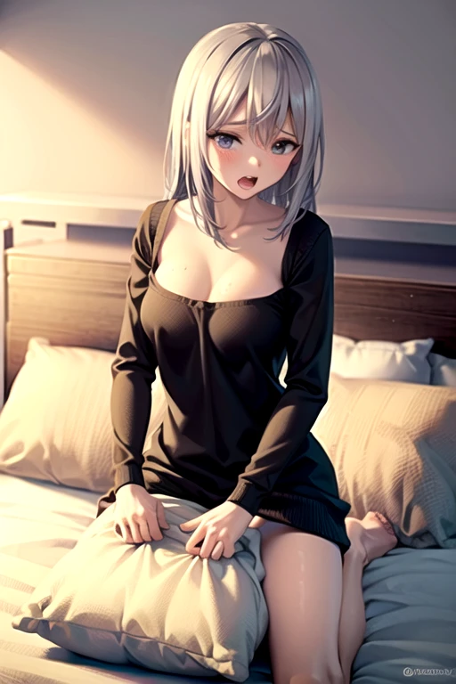 Photo of anime whore horny girl naked in bed room (pillow humping) masturbation/female focus