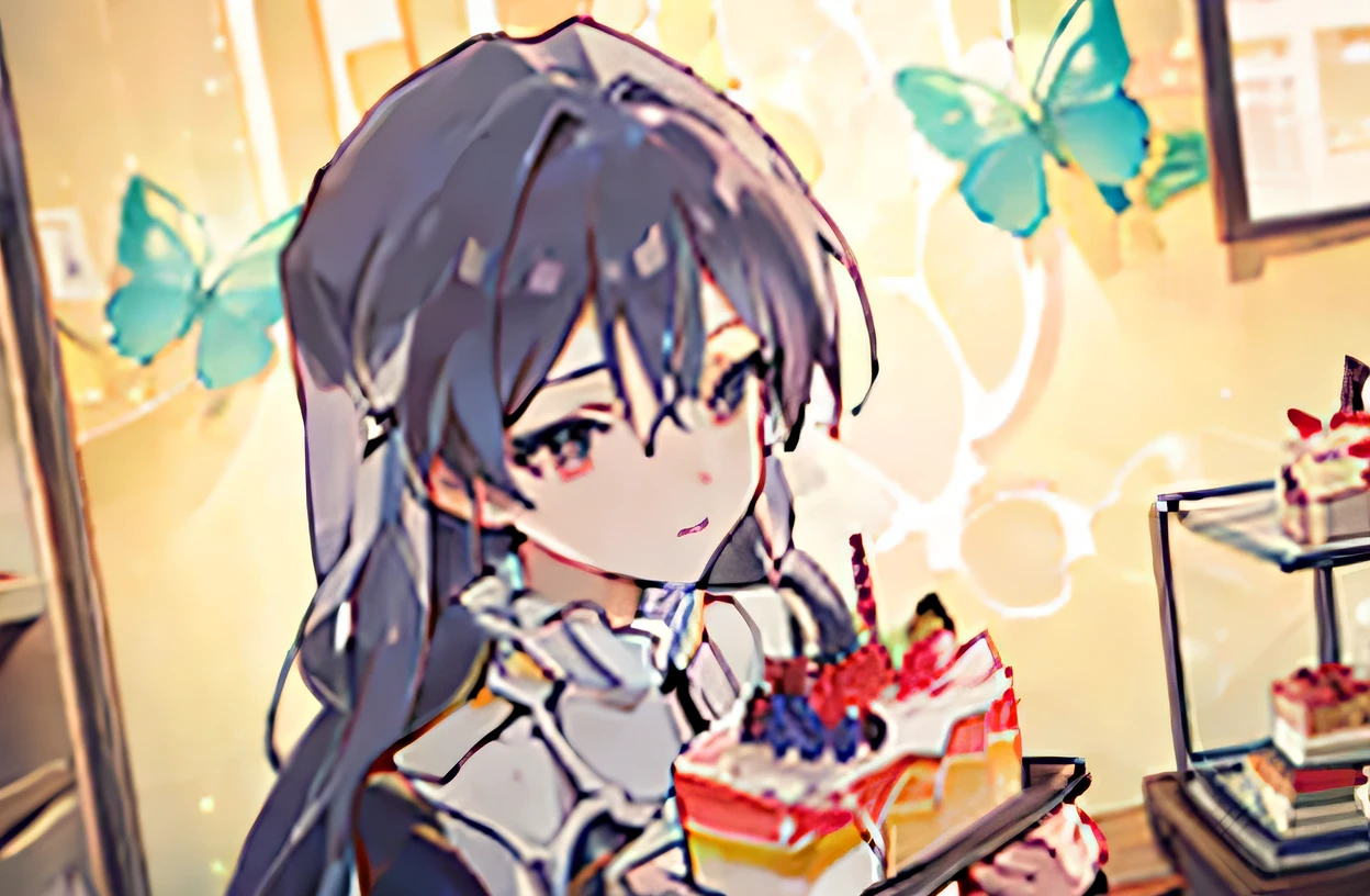 chihaya kisaragi and firefly \(honkai: star rail\), giving you a cake, 2 girls, pov, birthday