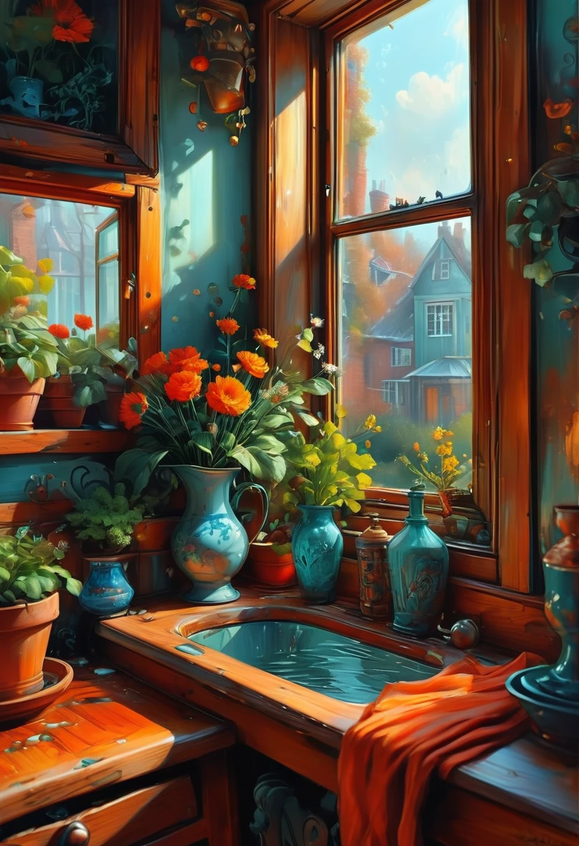 The View Outside the Window, by lois van baarle, best quality, masterpiece, very aesthetic, perfect composition, intricate details, ultra-detailed