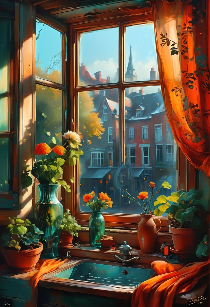 The View Outside the Window, by lois van baarle, best quality, masterpiece, very aesthetic, perfect composition, intricate details, ultra-detailed