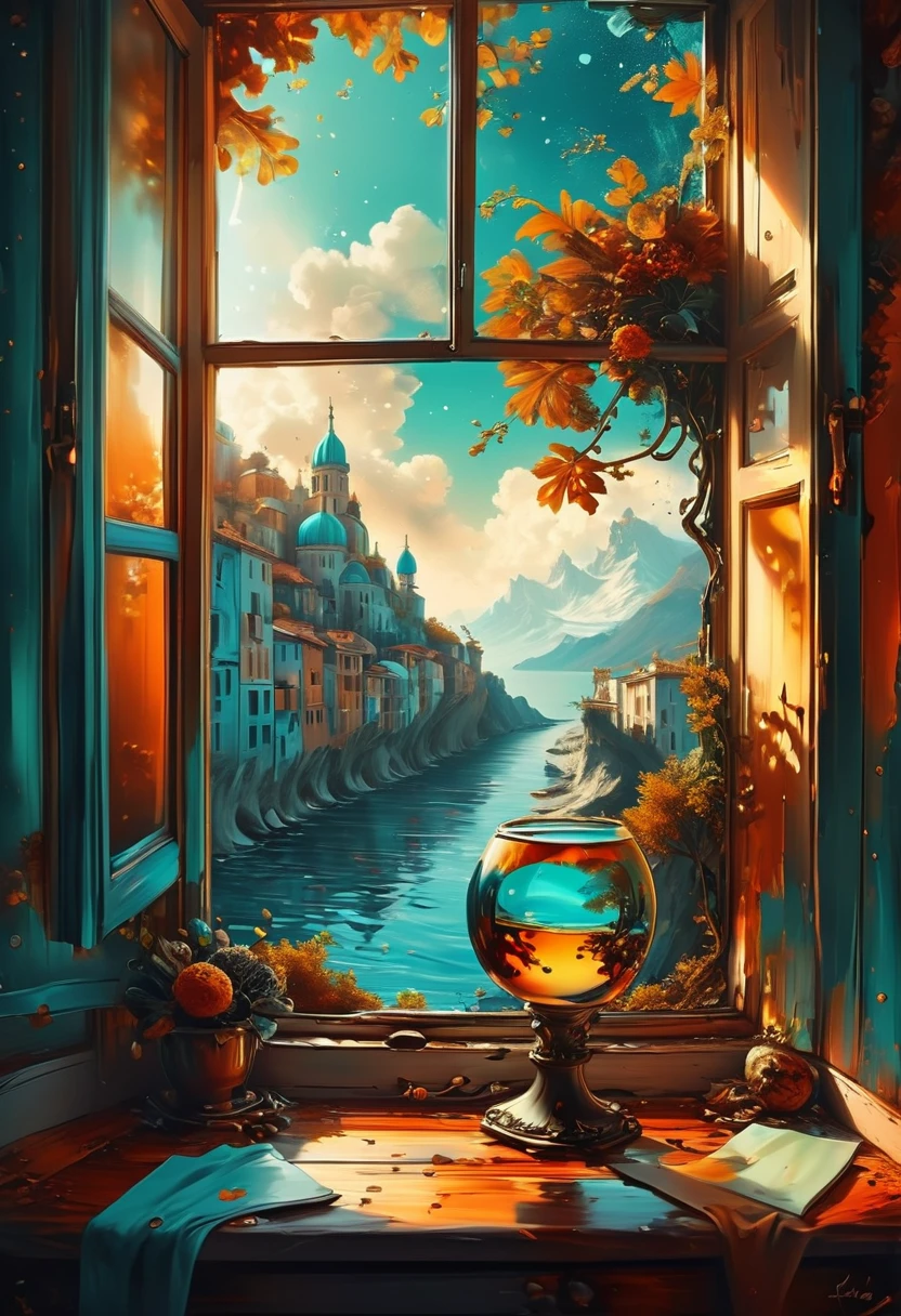 The View Outside the Window, by Cyril Rolando, best quality, masterpiece, very aesthetic, perfect composition, intricate details, ultra-detailed