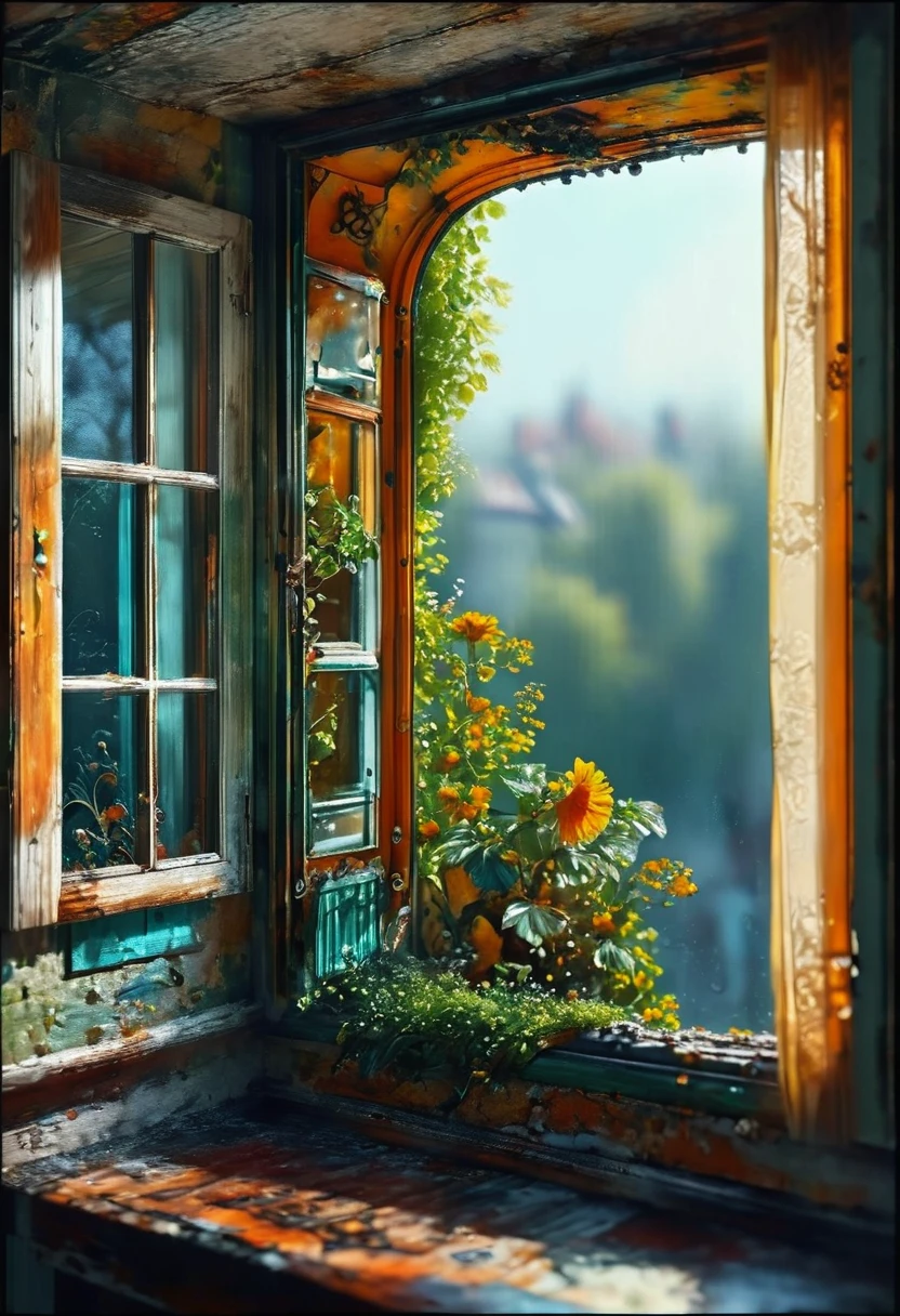 The View Outside the Window, by Michal Kváč, best quality, masterpiece, very aesthetic, perfect composition, intricate details, ultra-detailed