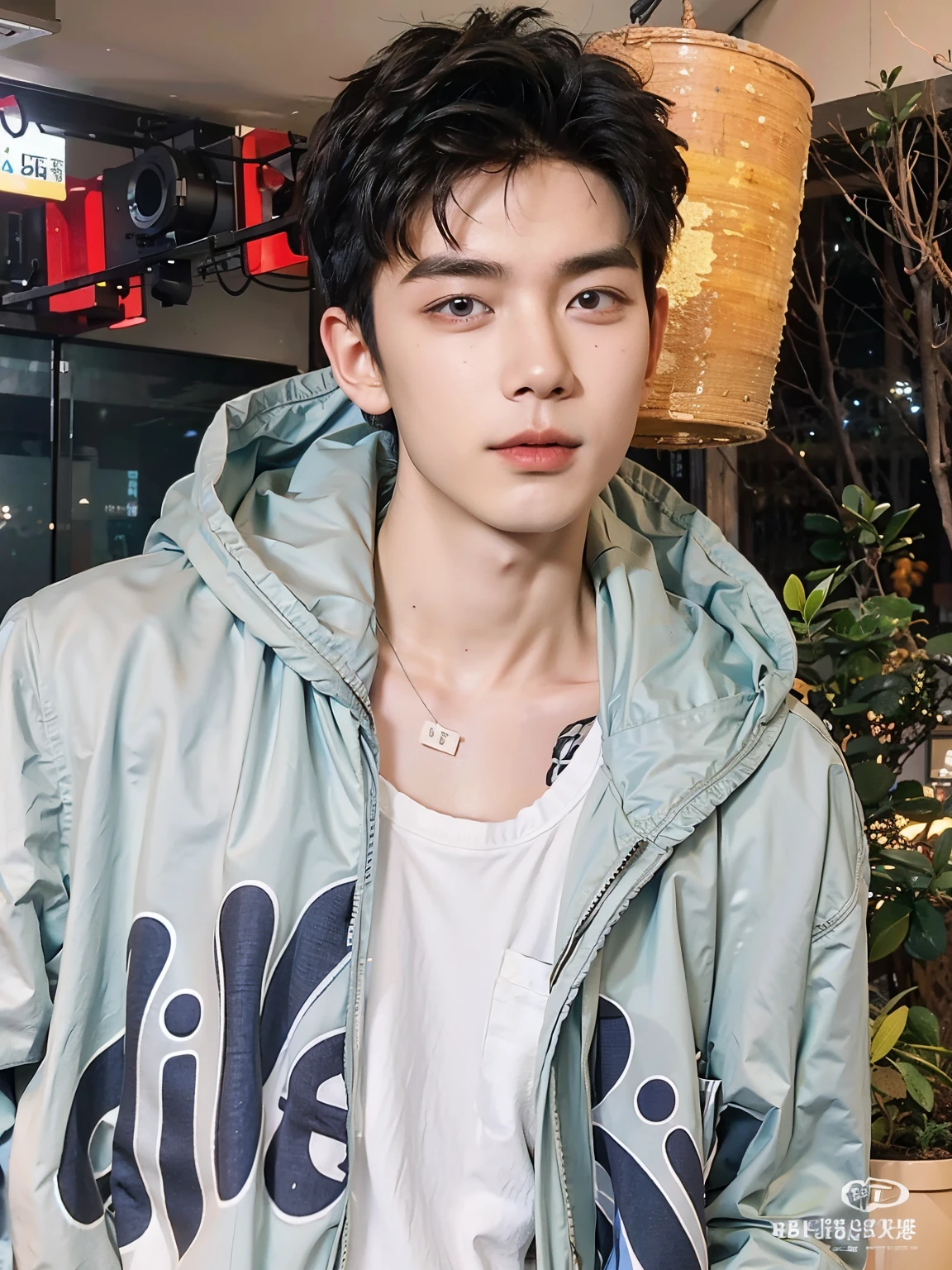 Hombre arafed con una cruz en el pecho y una camisa blanca., jinyoung shin, Cai Xu Kun, kim doyoung, inspirado por Zhang Han, yanjun chengt, kim taejin, largo, hyung tae, pintar ulzzang, Hong June Hyung, handsome japanese demon boy, inspirado en Bian Shoumin, young pale angel, hombre surcoreano
