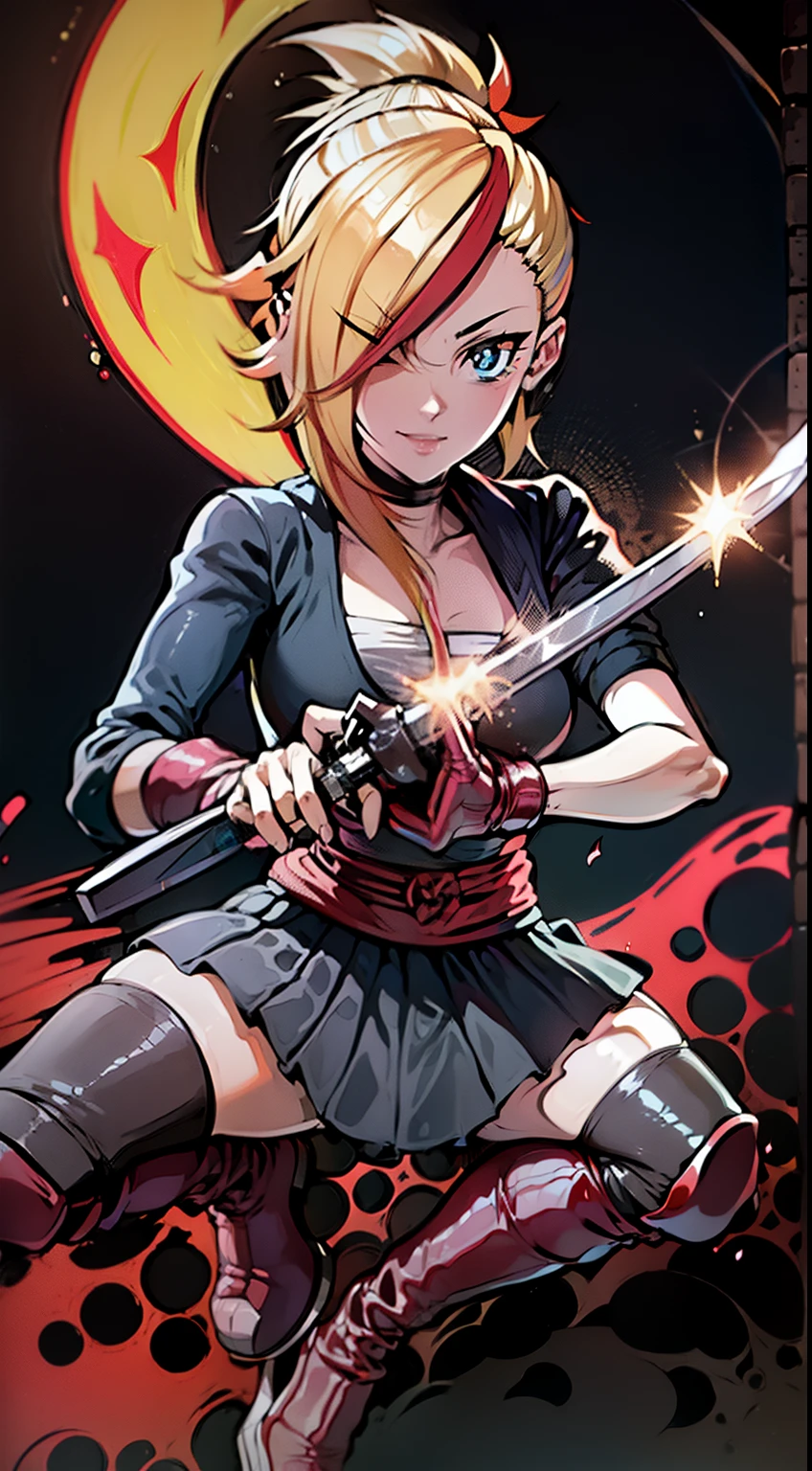 BETTER HANDS, melhores dedos, Rosto ultra detalhado, sorriso perfeito, cinco dedos, perfect hands holding a katana, flame blade,