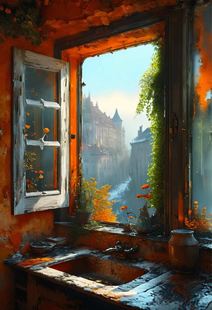 The View Outside the Window, by Michal Karcz, best quality, masterpiece, very aesthetic, perfect composition, intricate details, ultra-detailed