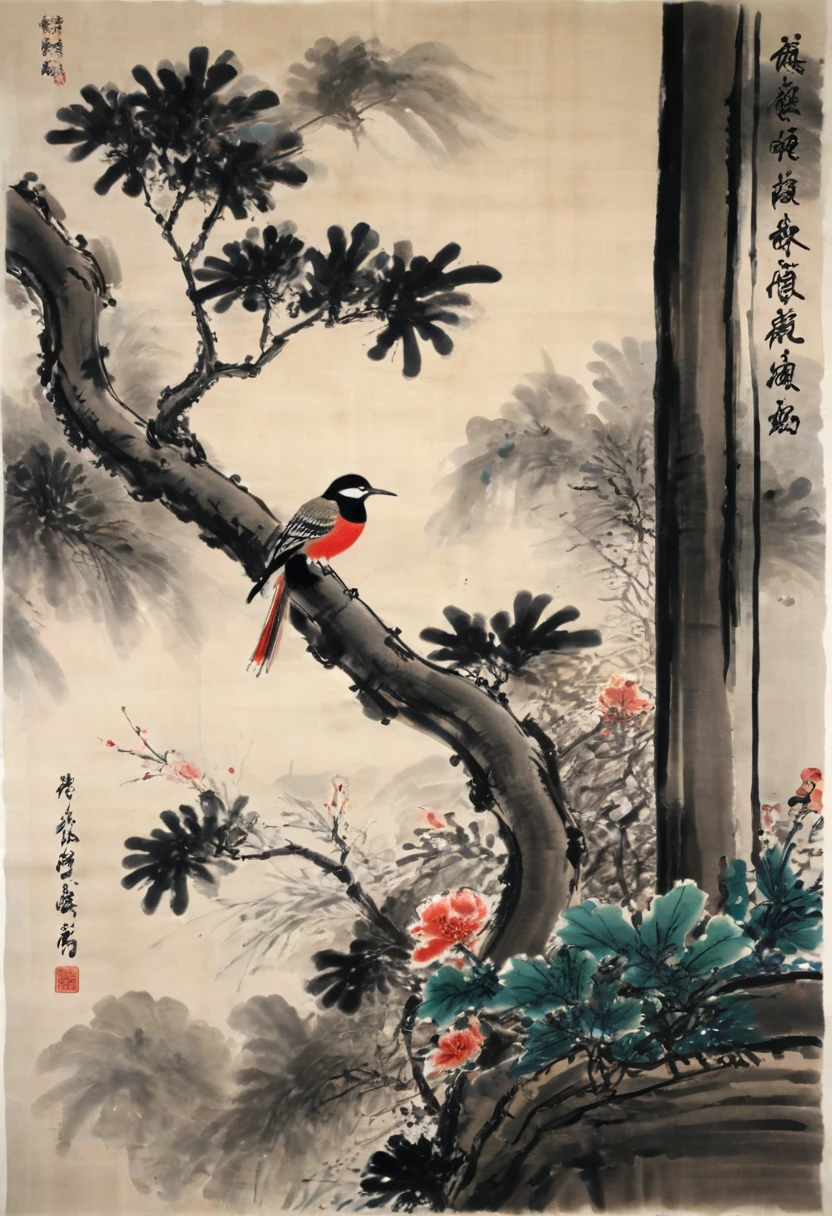 The View Outside the Window, by Qi Baishi, (masterpiece, best quality, perfect composition, very aesthetic, absurdres, ultra-detailed, intricate details, Professional, official art, Representative work:1.3)