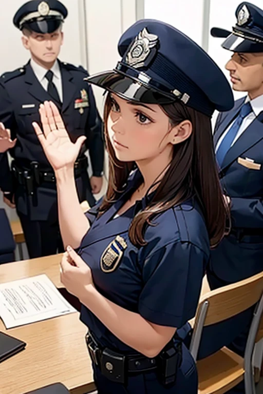 Police officer taking oath in court