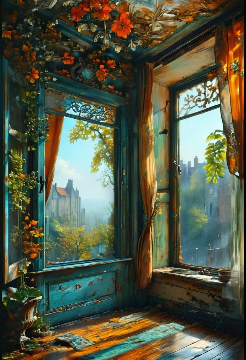 The View Outside the Window, by Alan_Lee, best quality, masterpiece, very aesthetic, perfect composition, intricate details, ultra-detailed