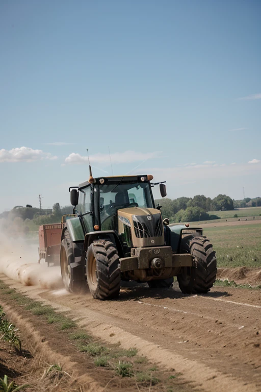 Agricultural machine working on a sunny day