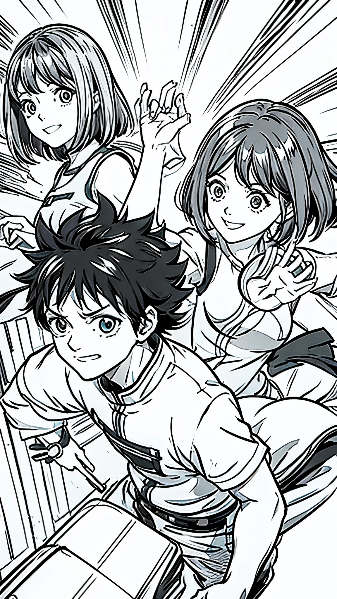 Anime art,bem detalhado,Izuko midoriya e ochako uraraka.