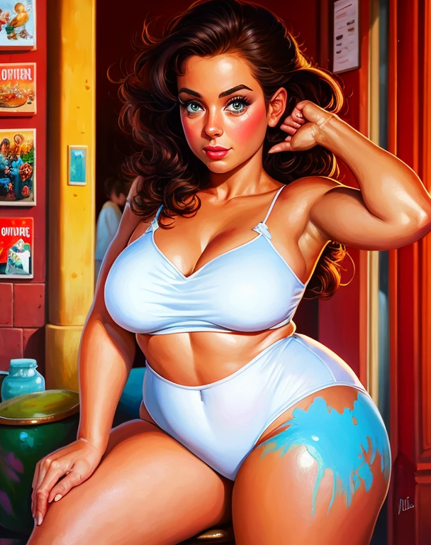 Digital Drawing, 4k, Comic Babes, There is a woman in a swimsuit posing for a photo, oil painting style, fully clothed. sexy painting, sensual digital painting, digital painting, airbrush Digital oil painting, in the style of digital painting, digital oil on canvas, digital oil painting, covered in oil painting, digital art oil painting, airbrush painting style oil, Digital oil painting
