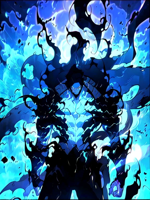 Primer plano de un hombre con un wyvern azul y negro sobre fondo oscuro, De pie a cuatro patas, piel suave, peludo, Fondo sin cambios, cola completamente azul, arte conceptual de la liga de leyendas, official arte salpicado, fist game concept art, arte salpicado, , League of Legends arte salpicado, league of legends art style