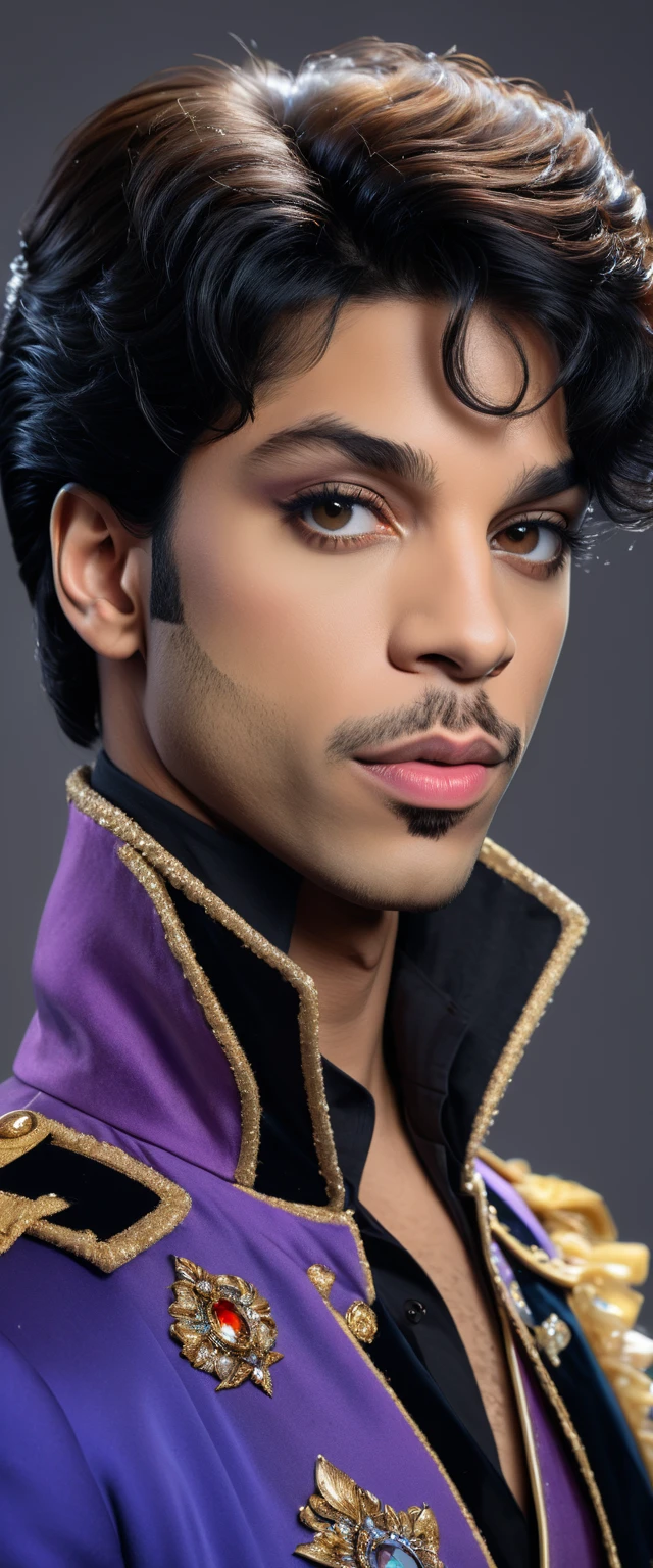 prince, new realism, ultra realism, ultra detail, photorealistic, 4k, photopainting, anaglyph, engagement photography, Professional Photography, Award Winning Photoshoot, Hyper-Realistic, Canon 1DX Mark III, 35mm, f/8