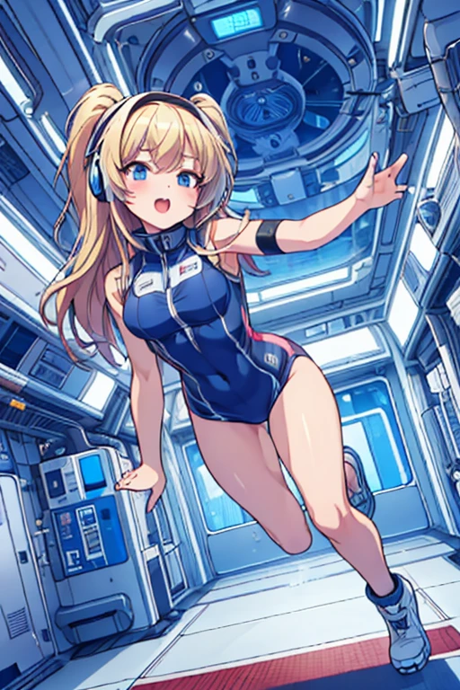 top-quality,Top image quality,in 8K,4K,​masterpiece,ultra-detailliert,Beautiful,ultra-quality, best quality,high resolution, ultra-detailed,game cg,dutch angle,(acrobatic pose):5,jumping:5,(inside spacestation,)beautiful detailed eyes,five fingers,headphone,nsfw,a beauty girl,(astrovest):5,(track uniforms),wet,(steam:1.5),Running form,open open mouth,(blonde hair),(long hair):2,Navel,space_station_interior, exercise_room, futuristic, high_technology, zero_gravity_exercise_equipment, high_resolution_landscape, sleek_design, minimalistic, 8K_resolution, game_cg_style, Dutch_angle, detailed_character, track_uniform, perfect_running_form, intense_expression, detailed_eyes, determination, steam:1.5, beauty, strength, five_fingers, visible_navel, open_mouth, ultra_quality, high_resolution, ultra_detailed,astrovest