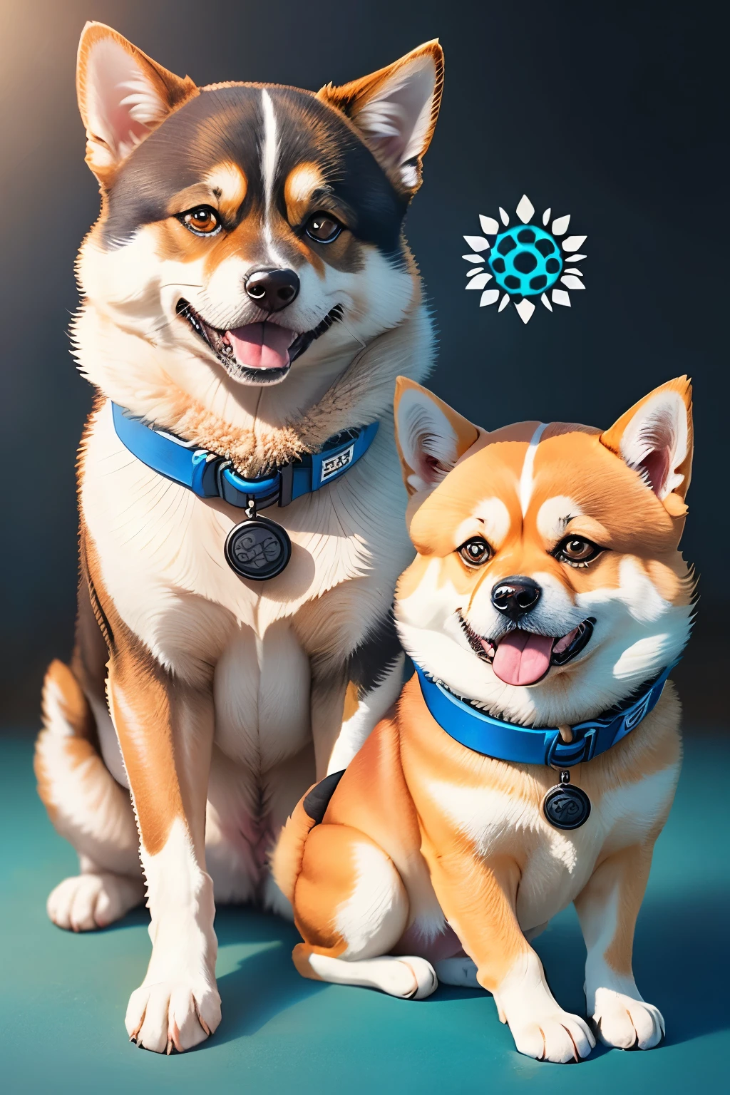 nice cute shiba inu dog mascot, with blue collar and blue medallion with 
symbol of https://www.base.org/ logo