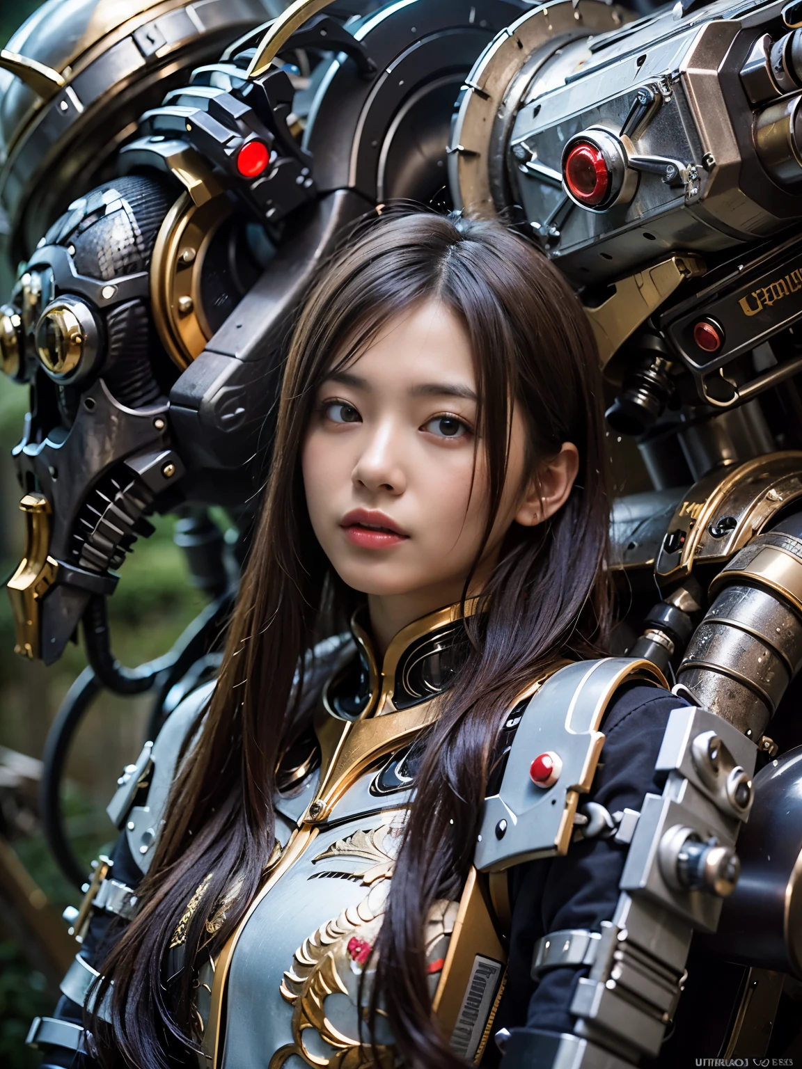 (best quality, masterpiece:1.2, ultra-detailed, realistic:1.37), bio-weapon, creature, cyborg, Japanese female, , super-detailed, beautiful girl, glossy texture