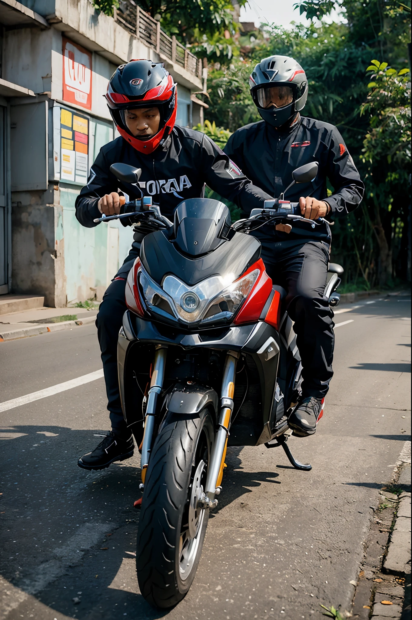 Ada pria indonesia umur 40 tahun naik motor Honda PCX warna putih