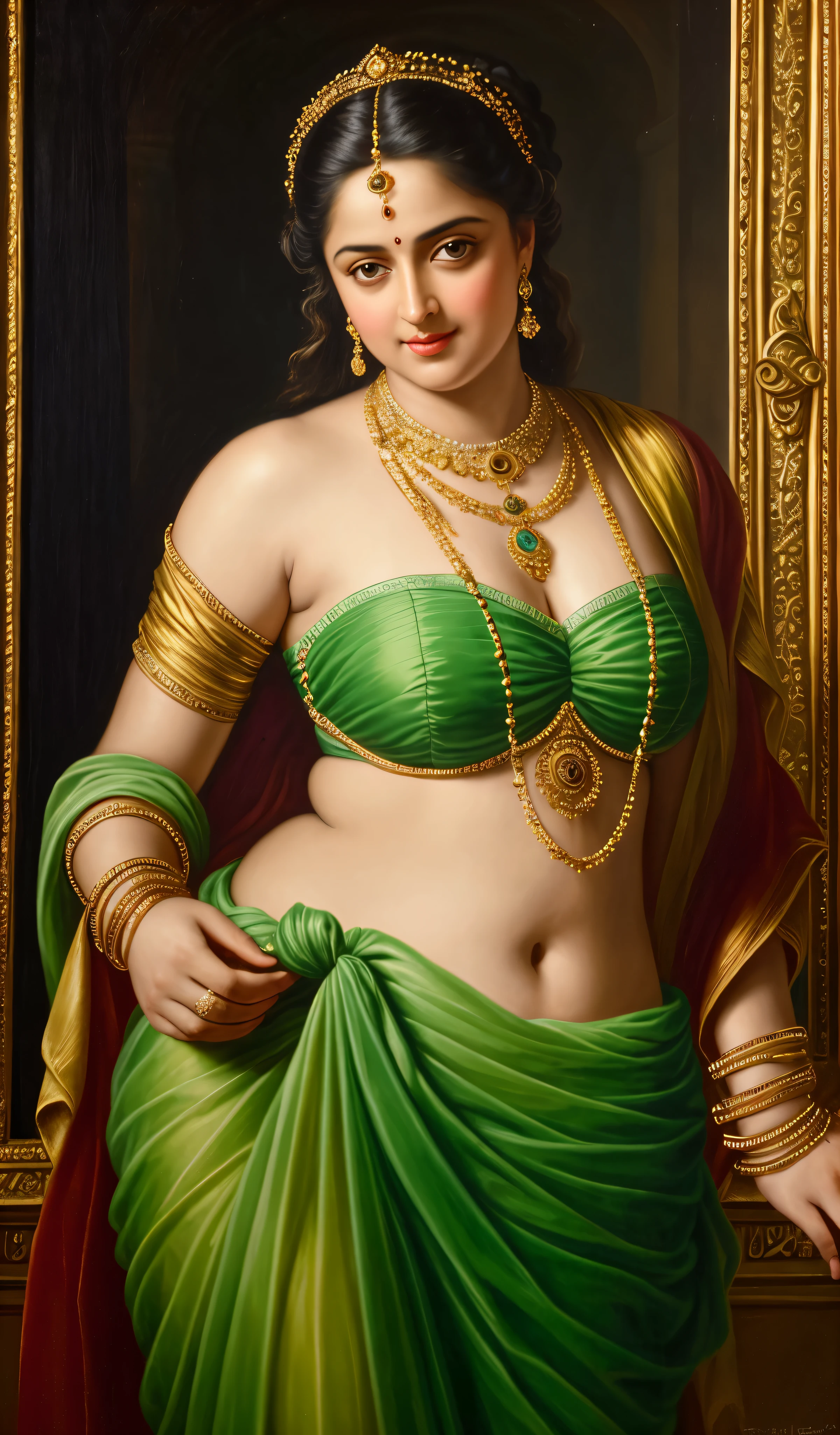 Looks like Anushka Shetty, Masterpiece, Best quality, high clarity eyes, beautifully styled hair, critically flawless,sharp picture, Full portrait, High pixels, perfect face, perfect eyes, beautiful face, perfect hands,perfect fingers, in Peter Paul Rubens style, by Peter Paul Rubens, baroque style, acrylic on canvas, highly detailed, description: "Create a nymph inspired by the tales of Greek or Roman mythology, embodying the essence of a natural element or location, and possessing a unique ability or trait that sets her apart."