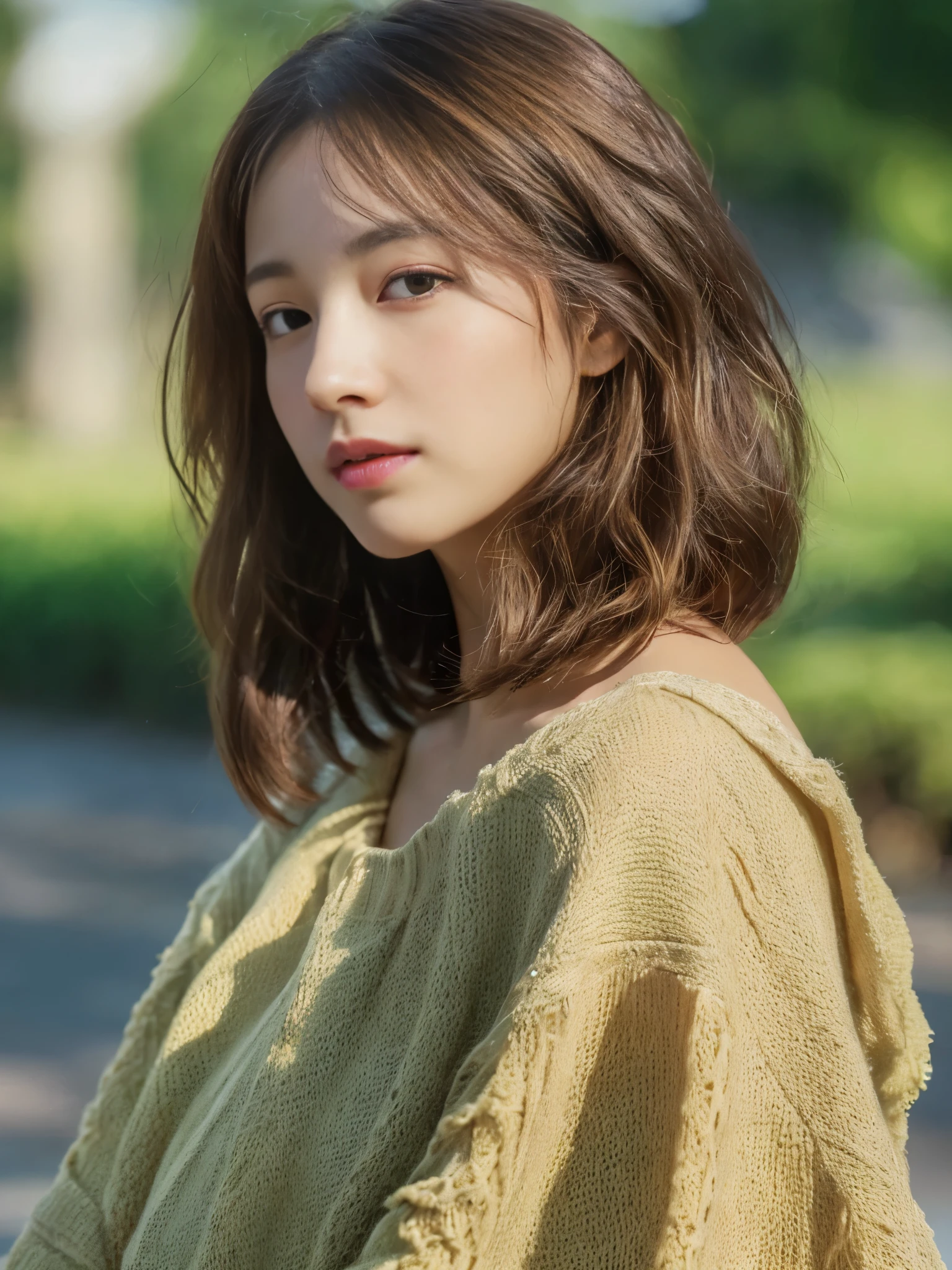 highest quality、masterpiece、超A high resolution、(Photoreal:1.5)、Raw photo、1 girl、shoulders slumped、deep shadow、Inconspicuous、cold light、sexy look、Brown Highlight Hair、short hair、wavy hair、turned into slime、Slender、