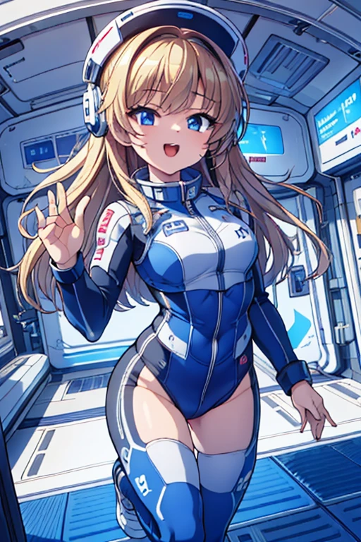 top-quality,Top image quality,in 8K,4K,masterpiece,ultra-detailliert,Beautiful,ultra-quality, best quality,high resolution, ultra-detailed,game cg,dutch angle,(acrobatic pose):5,jumping:5,(inside spacestation,)beautiful detailed eyes,five fingers,headphone,nsfw,a beauty girl,(astrovest):5,(track uniforms),wet,(steam:1.5),Running form,open open mouth,(blonde hair),(long hair):2,Navel,space_station_interior, exercise_room, futuristic, high_technology, zero_gravity_exercise_equipment, high_resolution_landscape, sleek_design, minimalistic, 8K_resolution, game_cg_style, Dutch_angle, detailed_character, track_uniform, perfect_running_form, intense_expression, detailed_eyes, determination, steam:1.5, beauty, strength, five_fingers, visible_navel, open_mouth, ultra_quality, high_resolution, ultra_detailed,astrovest