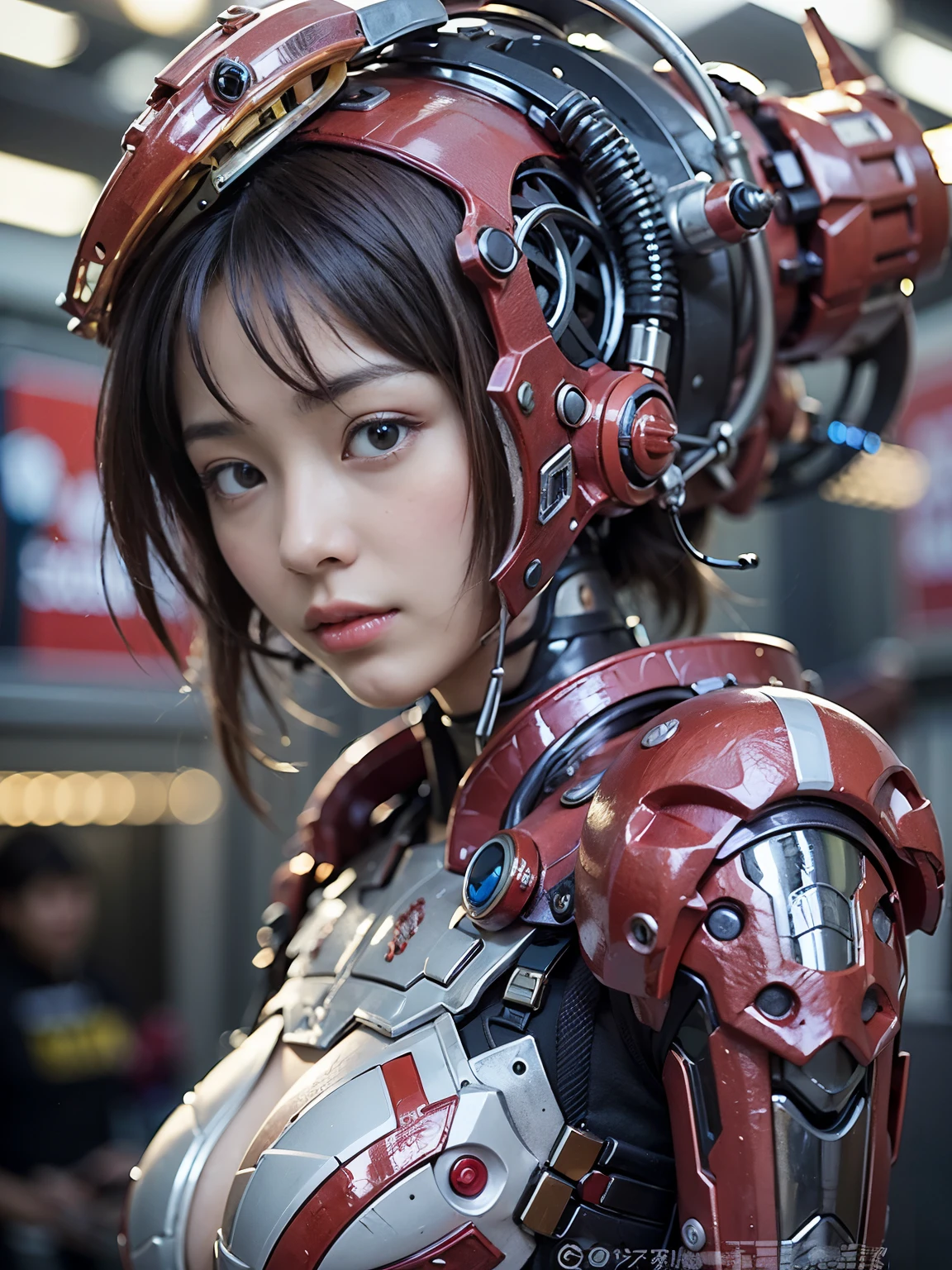 (best quality, masterpiece:1.2, ultra-detailed, realistic:1.37), bio-weapon, creature, cyborg, Japanese female, , super-detailed, beautiful girl, glossy texture