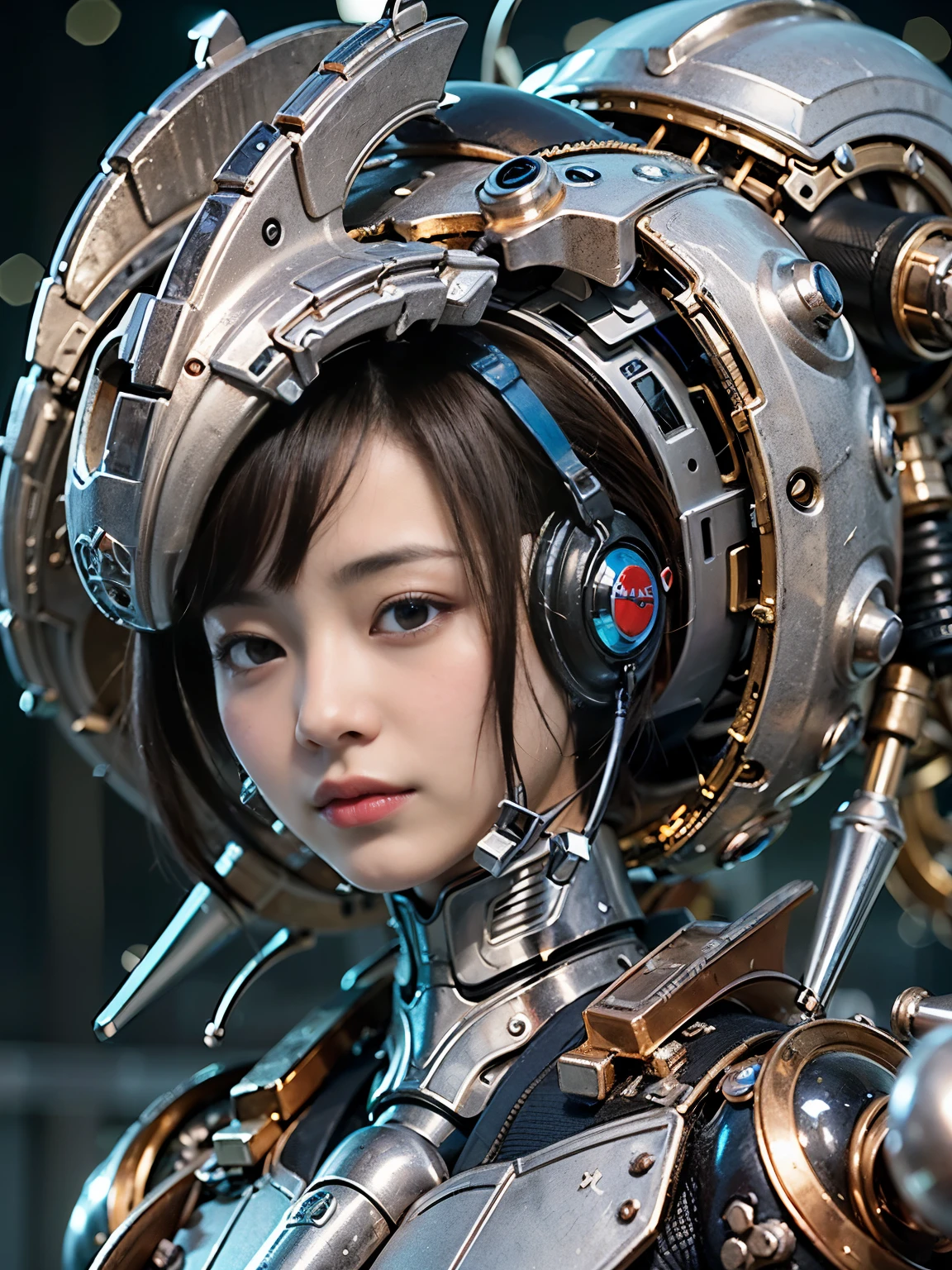 (best quality, masterpiece:1.2, ultra-detailed, realistic:1.37), bio-weapon, creature, cyborg, Japanese female, 15 years old, super-detailed, beautiful girl, glossy texture