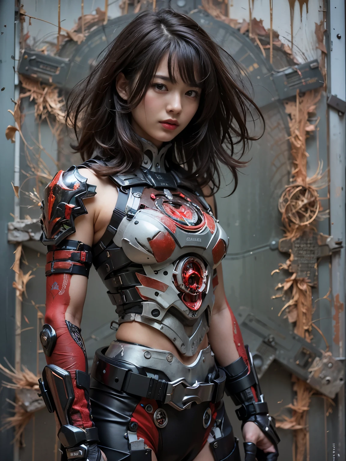(best quality, masterpiece:1.2, ultra-detailed, realistic:1.37), bio-weapon, creature, cyborg, Japanese female, 15 years old, super-detailed, beautiful girl, glossy texture