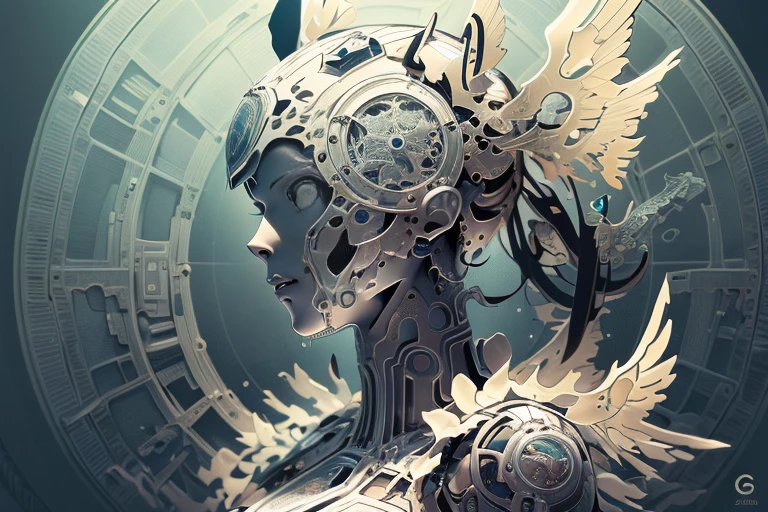 (mechanical angel), mechanical wings with gears extended, detailed face, proportional face, (devious and beautiful), (machine-made:1.6), cinematic light, Science fiction, surreal, apocalypse, full body, (CG illustration), (Highly detailed), (high resolution), (Best quality), (masterpiece)
