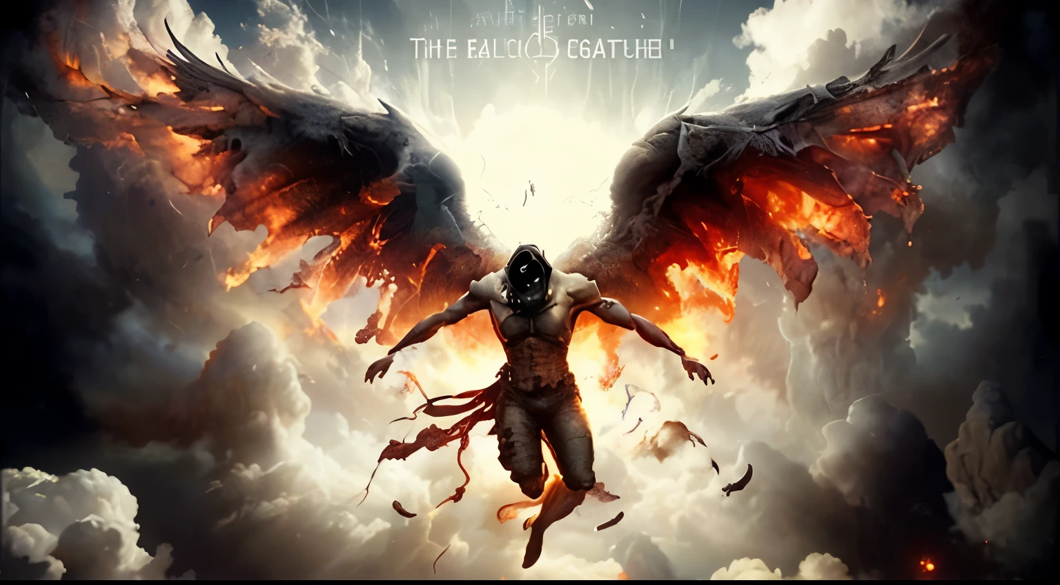 a man flying through the air surrounded by clouds, concept art by Bastien L. Deharme, cgsociety, fantasy art, apocalypse art, reimagined by industrial light and magic, hellish