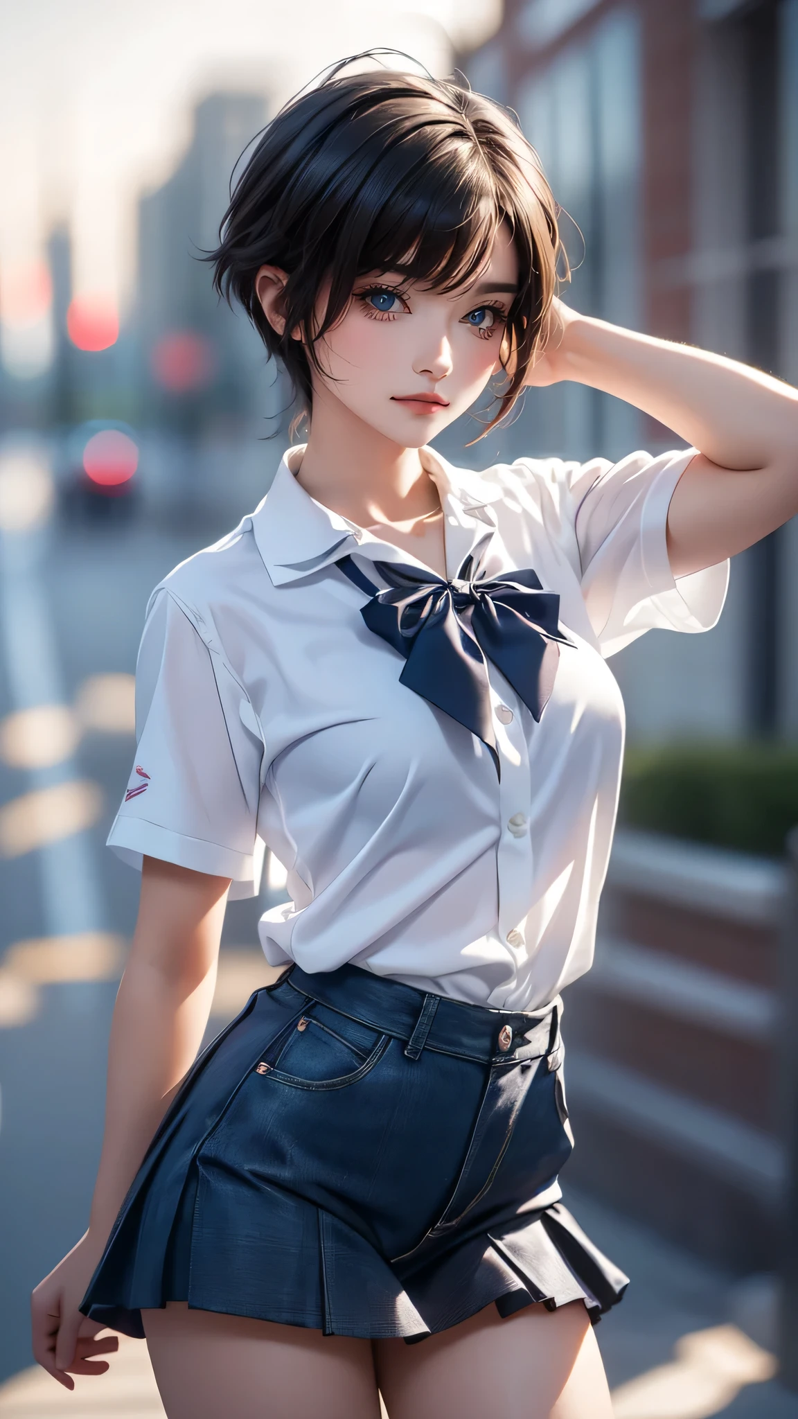 high school girl,(random sexy dance pose),(Highest image quality, (8K), Ultra-realistic, Best Quality, High quality, High Definition, high quality texture, high detailing, Beautiful detailed, fine detailed, extremely details CG, Detailed texture, realistic representation of face, masterpiece, presence, Dynamic, Bold)