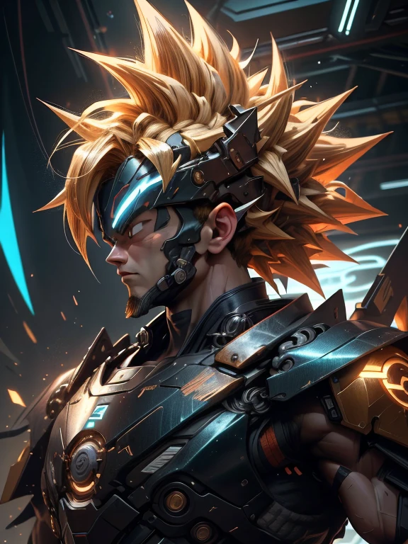 Dragon Ball Goku es un personaje de anime. samurai, anime rudo 8K, dragon ball art style, super saiyan azul, retrato de goku, Human Goku, retrato de goku, estilo animado 4k, Retrato muy detallado de Goku., Dragon Ball Style, Fondo de pantalla de manga 4k, estilo de arte anime de alta calidad, personaje de estilo anime, Son Goku,  arte anime digital avanzado "realista, brillante, reflexivo, bioluminoso, galactic cyber mask, mecha, (verdugo: 1.2), capa, sh4g0d, Runas resplandecientes_rojo, cuerpo completo, cinematographic, fondo oscuro, iluminar desde el fondo, alto contraste,