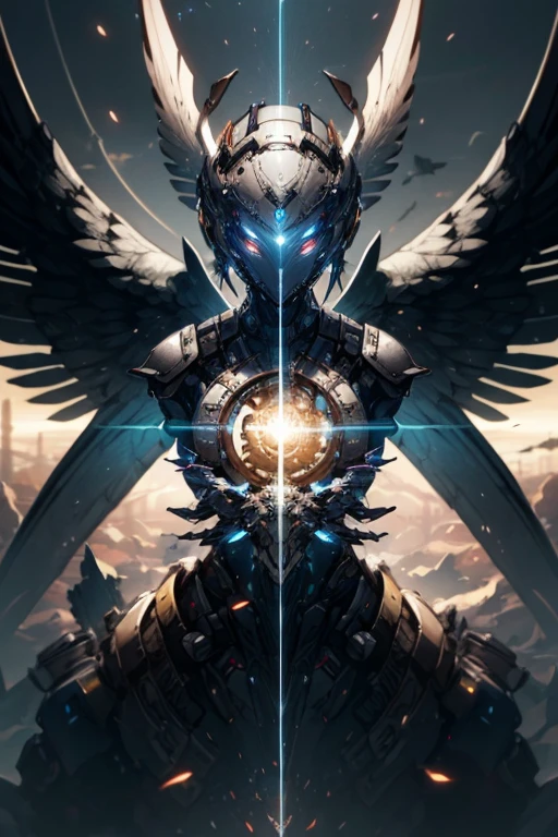 (mechanical angel), mechanical wings with gears extended, detailed face, proportional face, (devious and beautiful), cinematic light, Science fiction, apocalypse, floating, (CG illustration), (Highly detailed), (high resolution), (Best quality), (masterpiece)
