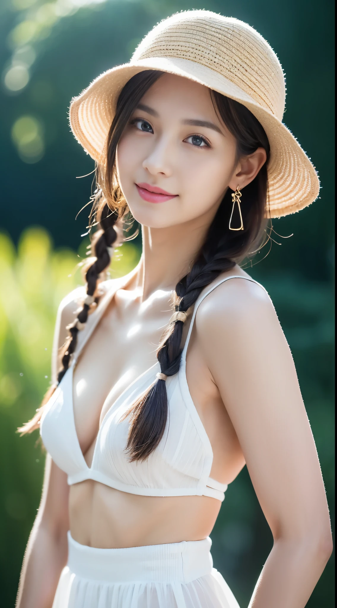 (((32k,very high resolution, high detail, very accurate,masterpiece girl1))),Raw photo & realistic atmosphere,beautiful dark blue eyes,detailed mouth,glossy lips,fine eyebrows,Soft white skin that shines in every detail,,detailed eyes、Very beautiful eyes with deep blue eyes,lip details、very beautiful face,very well-shaped face、lifelike face,glossy beautiful lips,beautiful eyebrows,infinite reality,best design,(A very cute, plain and modest Japanese 18-year-old girl,,toned body,Perfect Gal Leader Model,Beautifully shaped breasts,She is a very cute and beautiful girl,girl:1.5),best natural makeup,japanese id,korean idol,Young sensual idols,Moist eyes,dark beautiful eyes,beautiful butt,beautiful feet,:1.3),超A high resolution、,natural and realistic face,Backlight,Her pure eyes are too cute,(((photorealism,Take a full body photo))),,reality live action,(simple earrings,necklace arm,clock,shiny nail art,Braided braid with blonde hair lifted,solo,,smile slightly,Full body Esbian:1.7),(show off your whole body fashion,light shines15age ,outdoor hat,Sitting and having a bonfire at a solo camp,look sideways,Colorful outdoor women's fashion:1.8)
