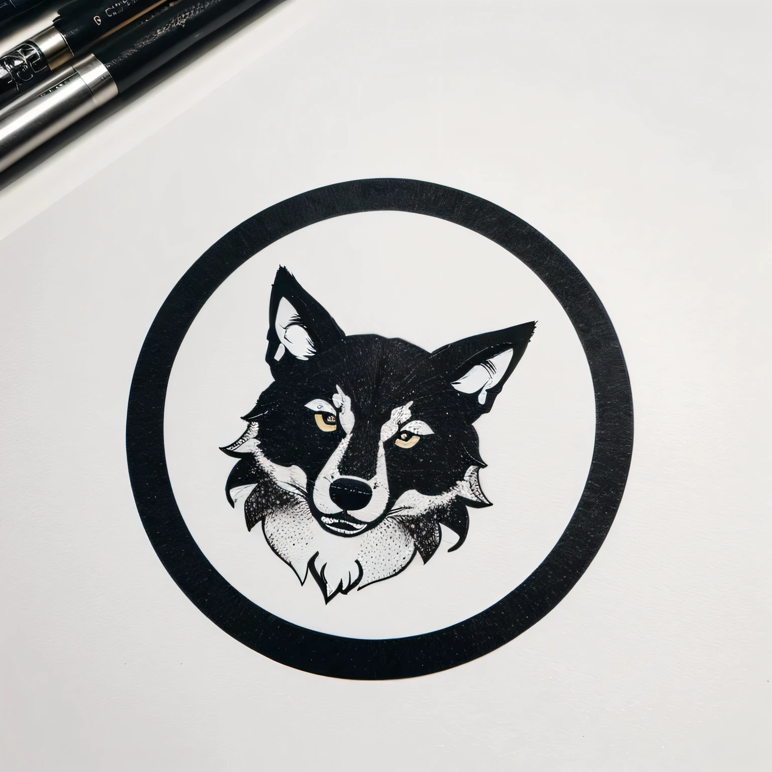 Un logotipo de estilo vectorial de un lobo con la palabra goorin caps debajo