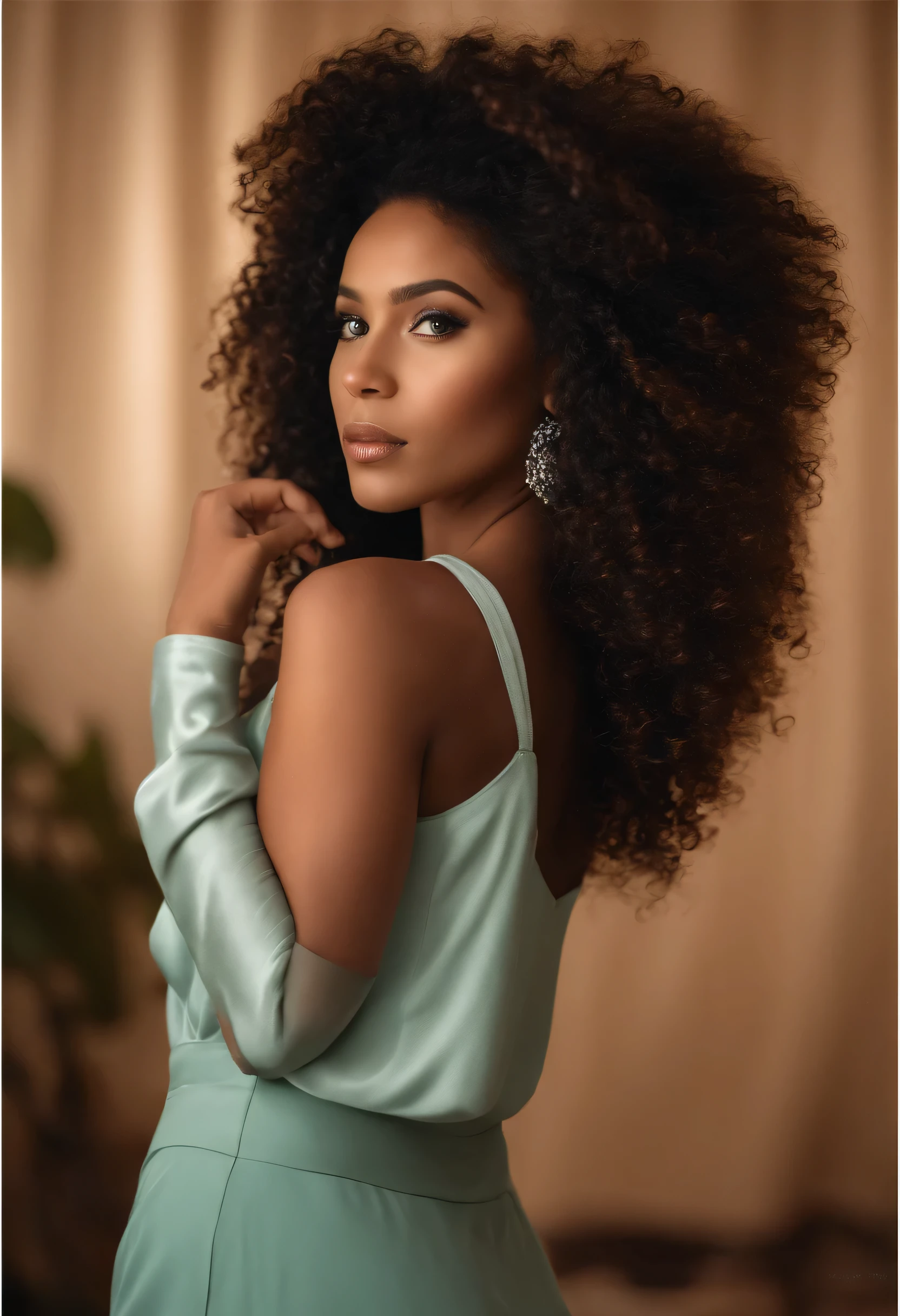 "Imagem ultra-realista de uma linda garota afro-latina de 22 anos,Casca de caramelo, corpo perfeito, Take a selfie in your office with your Sony A7RV, magrelo, Tamanho ultrafino, cheveux rouge, encaracolado and curly hair karibean , olhos verdes penetrantes.hiper-realista,anatomia correta,Facial features are carefully represented,rotations gratuites, cabelos ruivos encaracolados, (tribunal, cabelos ruivos encaracolados), Cabelo ruivo longo e encaracolado, cheveux multiversaux, tribunal, cabelos ruivos encaracolados, cabelos ruivos encaracolados, rotations, cabelos ondulados espalhados, rotations baroques, rotations, encaracolado,Texture des cheveux, encaracolado bang
