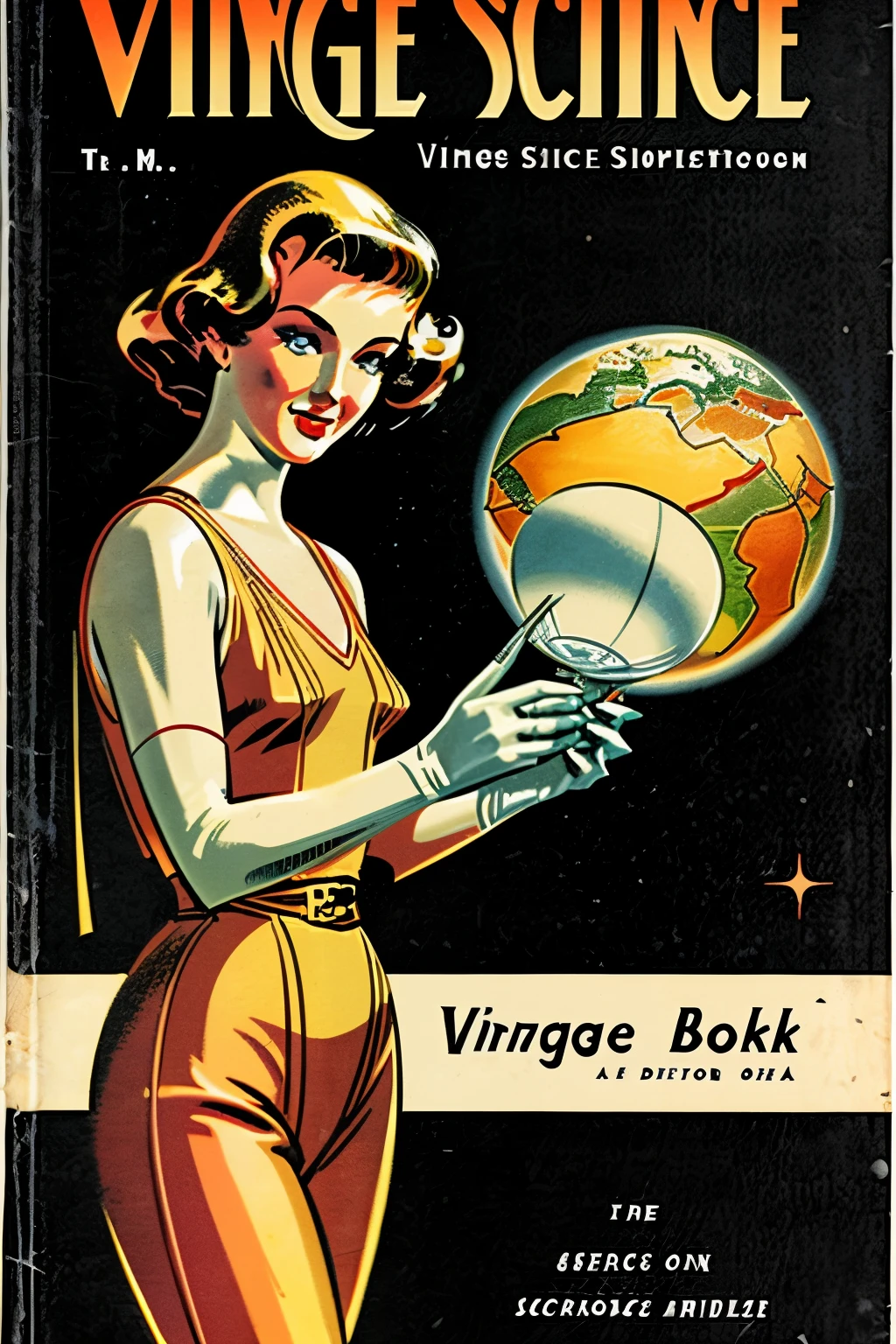 Illustration for the cover of a retro style Science Fiction book (((Vintage)))