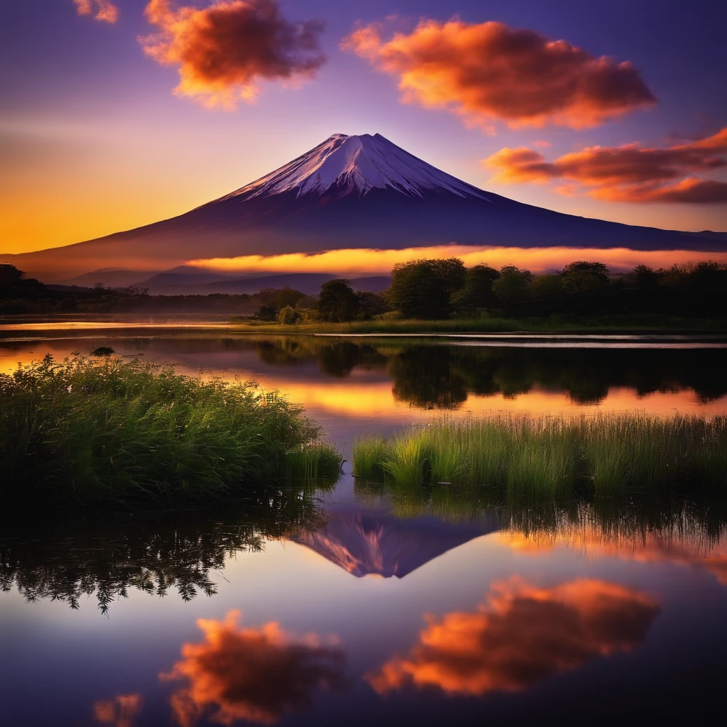 Beautiful pictureagnifica、Amazing reflections of the sky, Incredible reflections, beautiful reflection, stunning photo, epic and stunning, Diamond Fuji、Mt fuji、suns
