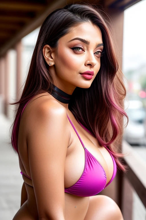Youch Aishwarya rai is nude, body showing, bikini blouse, navel out, 90% breasts popping out, high boots, hourglass figure, big breasts, 90% massive cleavage show, nipple slip, fit, seductive face, look at a camera and laugh, wet ponytail hair, erotic adult face, 30 yo, soft volumetric lights, intricate details, (ArtStation:1.2),glossy skin,close up potrait, realistic,erect nipples,leg_spread,nude green eyes,hazel eyes, 3gradient layers of pink eyeshadows, long traced dark eyeliner, blush, long eye leashes, perfect make up, eyes contact, focus, depth of field, film grain, ray tracing,Dark pink rouge,full and juicy lips(dark pink lipstick),
detailed natural real skin texture, perfect straight dark pink hair,
visible skin pores, anatomically correct