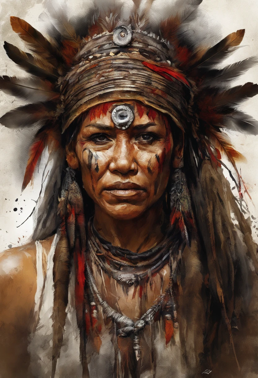 Best quality, masterpiece, 32K, epic lighting, surrealism, a woman Papua wearing ancient tribal shaman clothing, crying, tears, tear marks, tears, colorful feather headwear, feather shoulder accessories, complex details, ethereal, flat illustration, minimalism, children's illustration style, gravity texture,
Luis Royo bookmark of surrealistic dreams , art by Carne Griffiths and Wadim Kashin