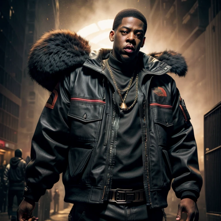 An anime film titled “Children of the scorn”, with men and women, more than one person,African American, hip hop influenced, cinematic photo style, warriors, ninja inspired, carhartt style jackets, 50 Cent energy, Rhea Ripley energy, Jay-Z energy, muscular, athletic, warriors of strength, confidence, honor, calm, competent, ambitious, godly essence, divine presence, 4k photo, 8 k photo, high quality, art, luxurious city vibe, north face jackets,