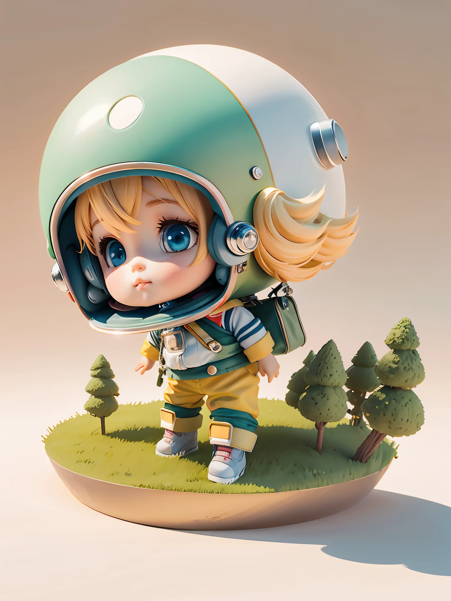 There is a little doll with a helmet and helmet., Lovely 3D rendering, The little astronaut looked up., Vertical Anime Space Cadet Boy, Cute anime 3D rendering, Cute detailed digital art., Male explorer, cute little , Stylish 3D rendering, 8k 3d rendered character art, cute digital paintings, anime style 3d, Highly detailed rendering