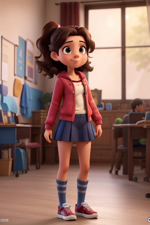 Estudiante de secundaria morena, heartbeat, ((Mejor calidad)), ((obra maestra)), (detallado), cara perfecta,pechos grandes