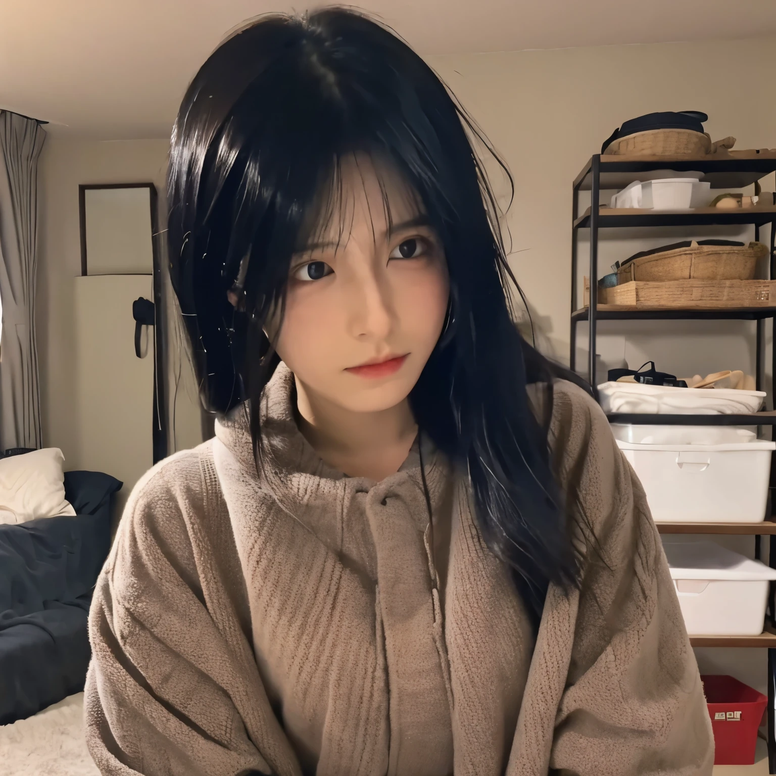 beautiful girl,room,room着,,Japanese,black hair