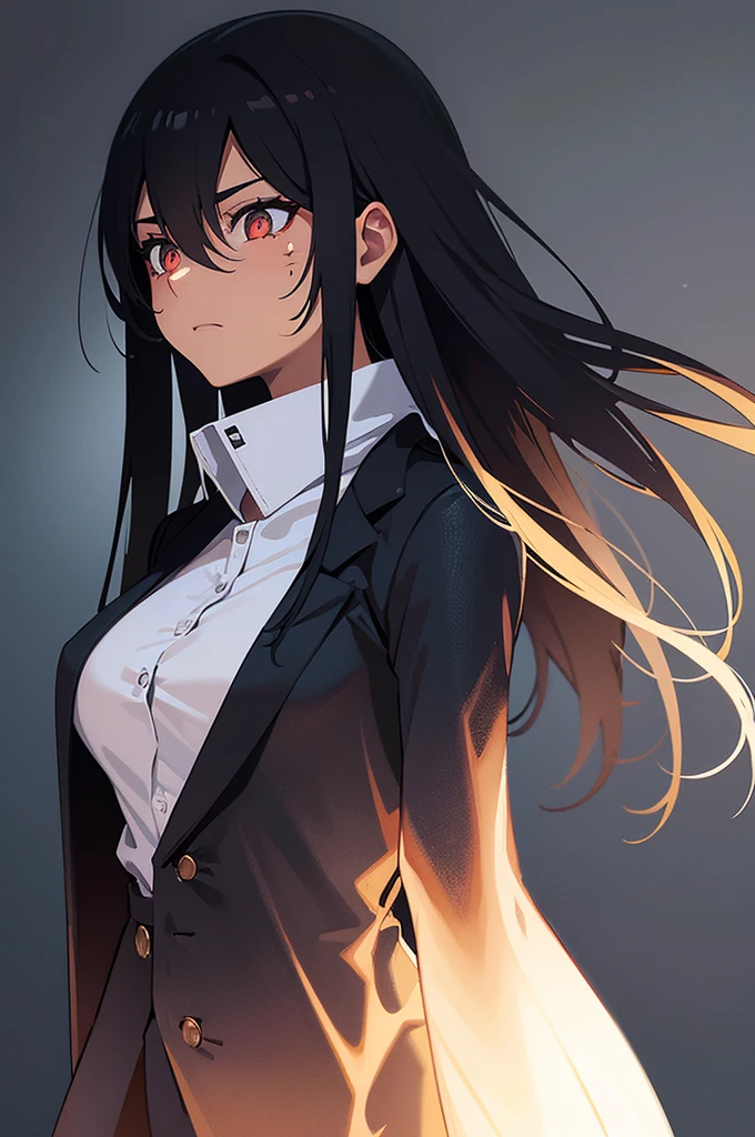 The prompt for Stable Diffusion:

tanned skin,burn scars,black long hair,worried expression,white worker shirt,black pants,medium breasts,illustration,detailed face and features,ultra-detailed,highest quality,realistic,portrait,vivid colors,warm color tones,soft lighting