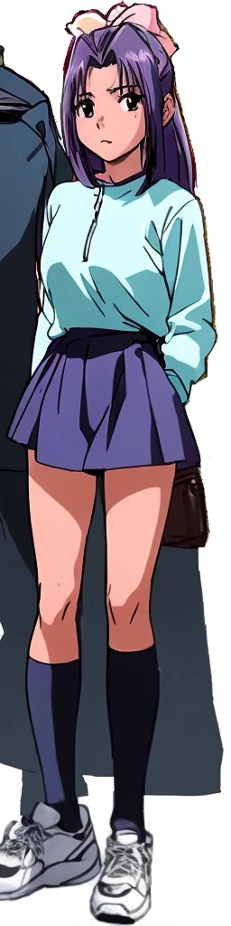 Momoko Koigakubo, a tall girl with beautiful legs, is wearing white gym clothes and light navy blue bloomers that look like panties, and is standing facing the viewer with her legs spread to the sides and her mouth open.。blush。