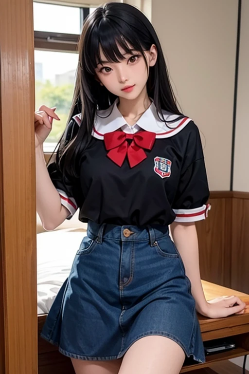 Lolita colegial,korean high school style pattern clothing,vista de cima, sensual e sexy dentro de uma classe cheia de garotas